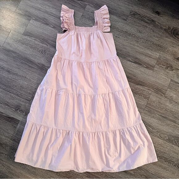 English Factory Ruffle Detail Midi Dress Dusty Pink - Picture 1 of 7